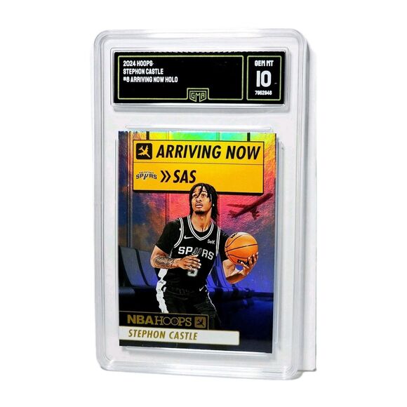 STEPHON CASTLE RC NBA Hoops GEM MINT 10 Arriving Now Holo Foil #8 2024-25 ROY! - Picture 4 of 4